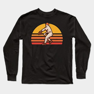 Retro Vintage Baseball Pitcher Gift Baseball Lover Long Sleeve T-Shirt